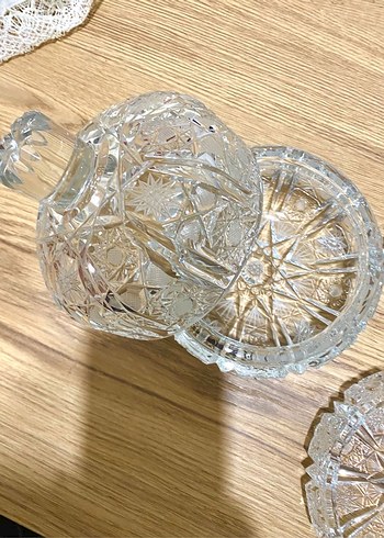 Antika Bohem İşlemeli Cam Kristal Şekerlik Takımı - Görsel 2