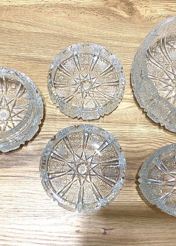 Antika Bohem İşlemeli Cam Kristal Şekerlik Takımı - Görsel 5