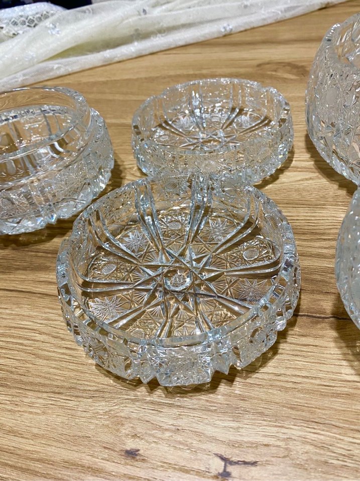 Antika Bohem İşlemeli Cam Kristal Şekerlik Takımı - Görsel 3