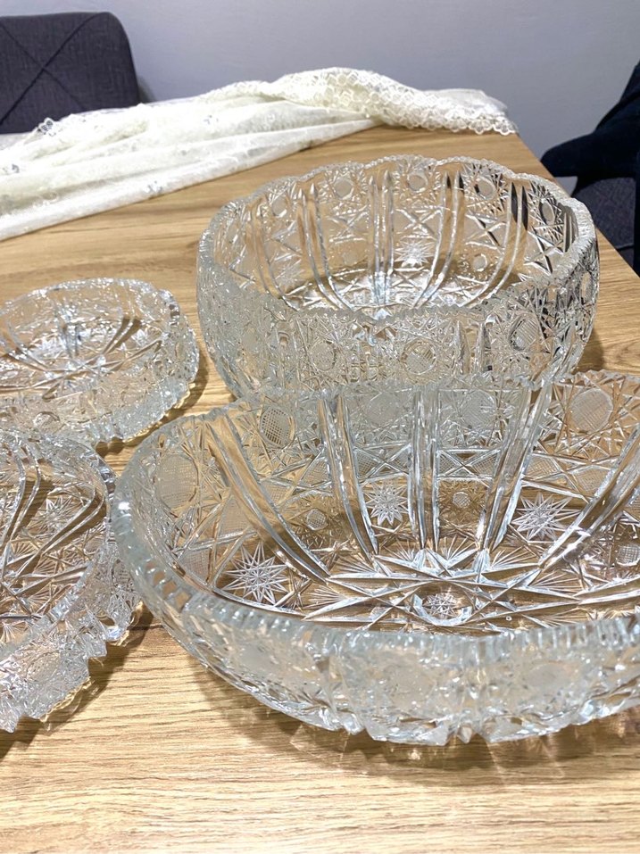 Antika Bohem İşlemeli Cam Kristal Şekerlik Takımı - Görsel 4