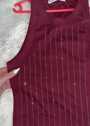 Bordo Payetli Kadın Atlet - Görsel 3