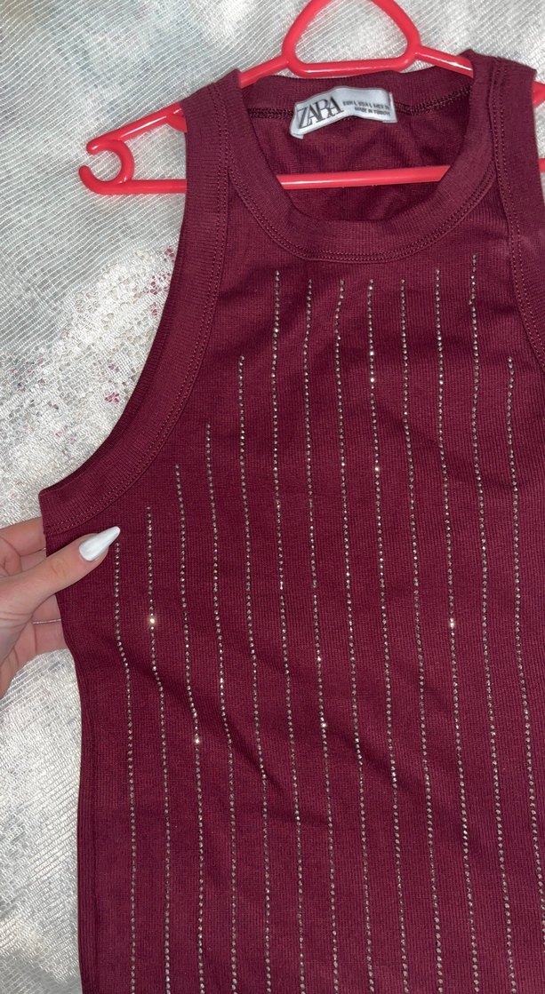 Bordo Payetli Kadın Atlet - Görsel 3