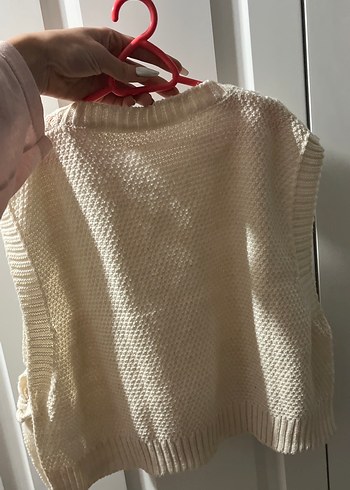 Beyaz Örgü Bohem Kadın Süveter - Görsel 2