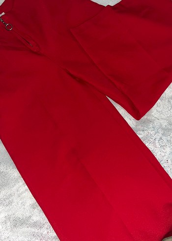 Parlak Kırmızı Uzun Kadın Kumaş Pantolon - Görsel 2