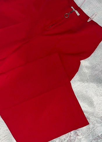 Parlak Kırmızı Uzun Kadın Kumaş Pantolon - Görsel 3