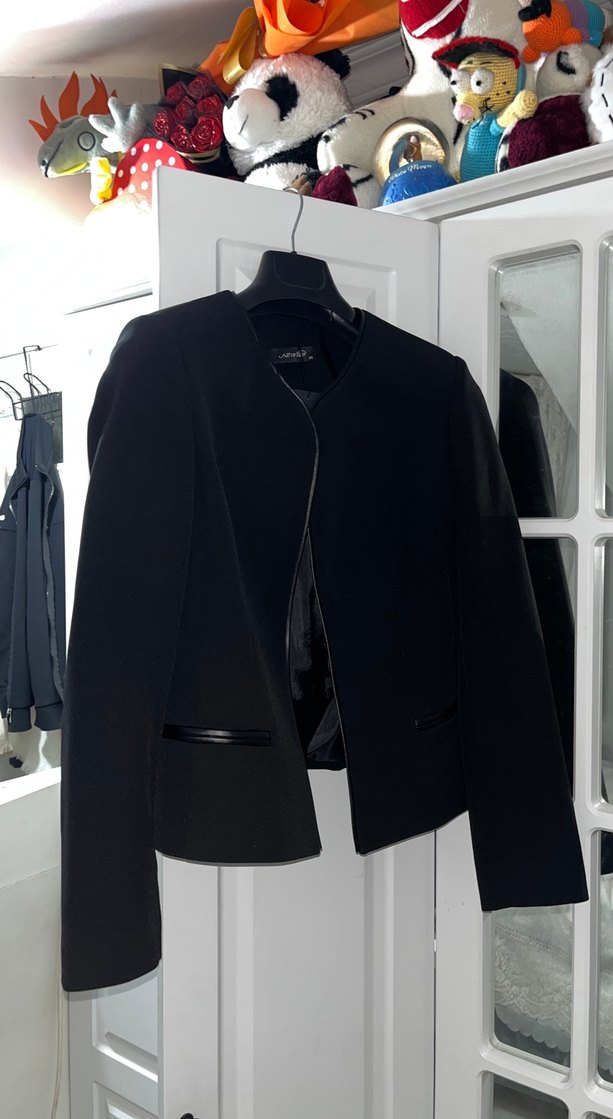 Deri Siyah Kadın Blazer Ceket - Görsel 4