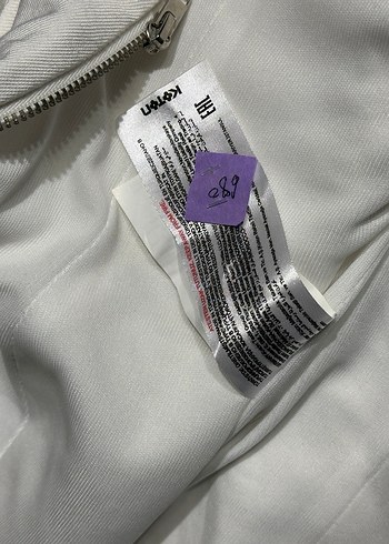 Fermuarlı Beyaz Keten Mini Büstiyer - Görsel 2