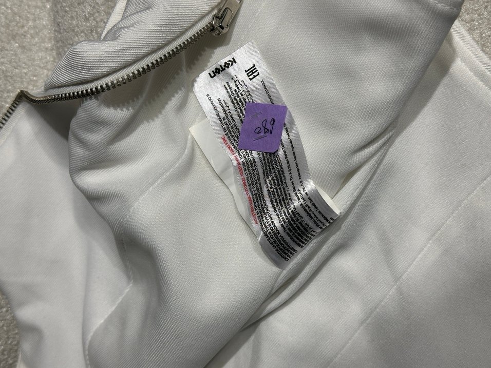 Fermuarlı Beyaz Keten Mini Büstiyer - Görsel 2