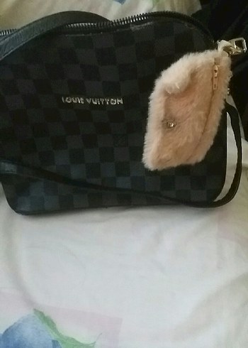 Kürklü Detaylı Siyah Kareli Kadın Çanta - Görsel 3