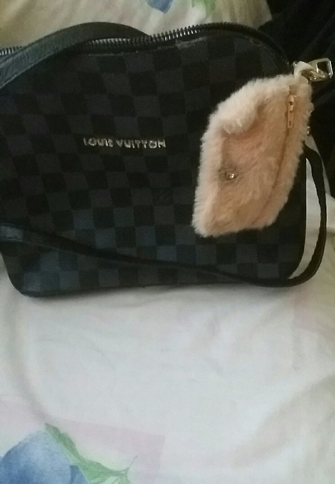 Kürklü Detaylı Siyah Kareli Kadın Çanta - Görsel 3