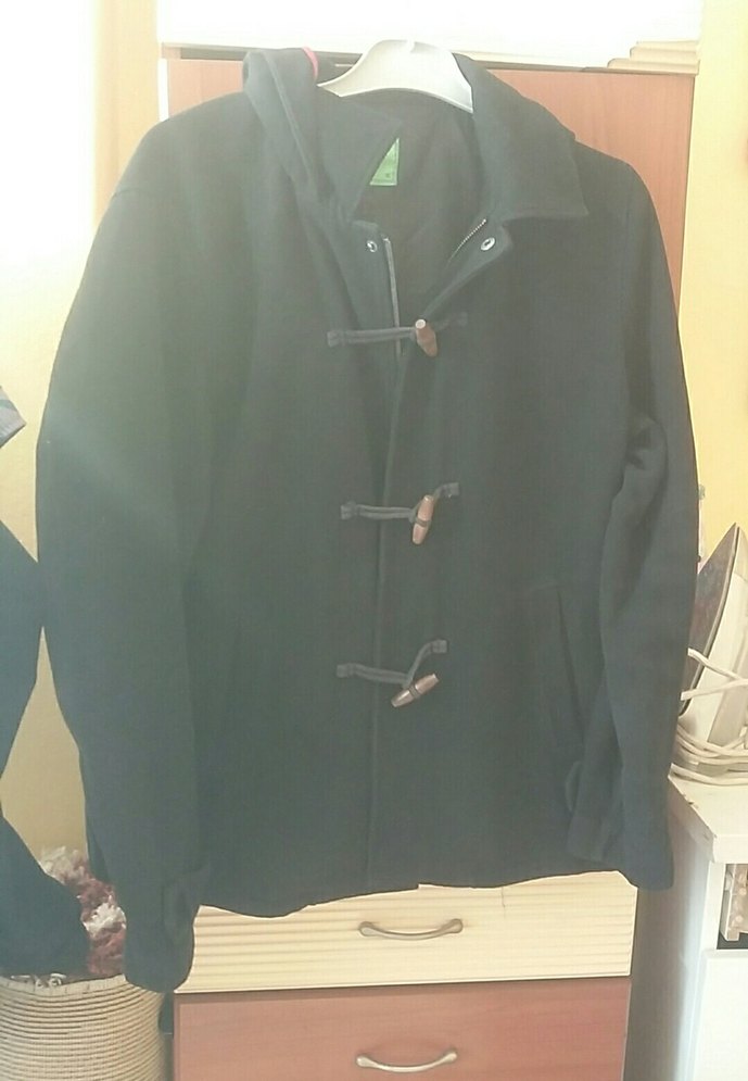 Düğmeli Siyah Midi Hamile Kaban - Görsel 2