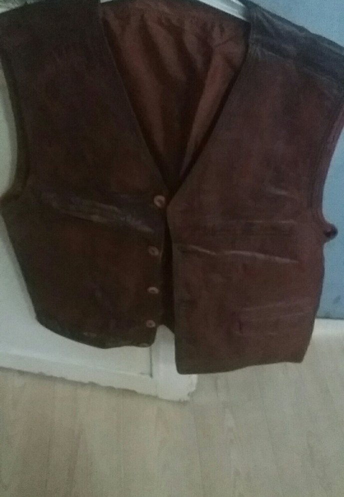 Düğmeli Kahverengi Süet Erkek Yelek - Görsel 2