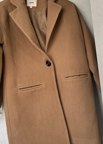 Tek Düğmeli Bej Kadın Kaban koton - Görsel 6