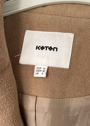 Tek Düğmeli Bej Kadın Kaban koton - Görsel 5