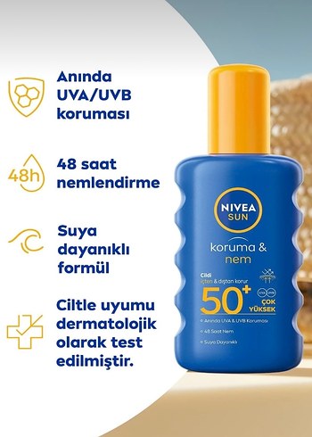 NIVEA Sun SPF50+ Yüksek Koruma Güneş Losyonu 200 ml - Görsel 2