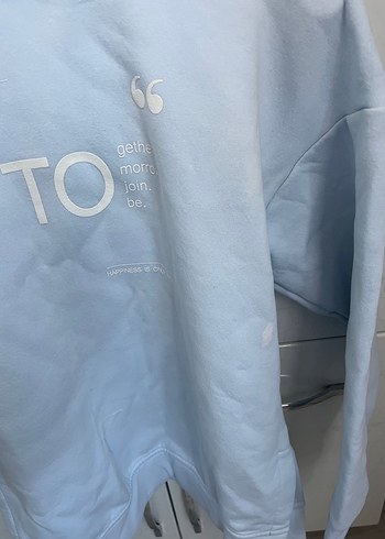 Mavi Kapüşonlu Midi Sweatshirt - Görsel 3