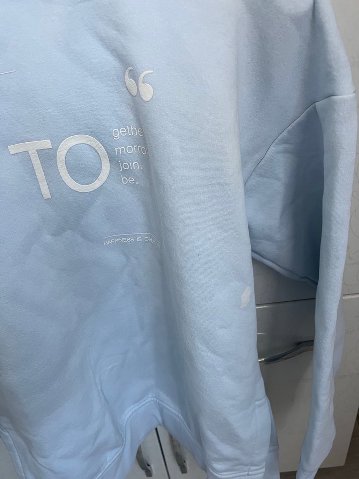 Mavi Kapüşonlu Midi Sweatshirt - Görsel 3