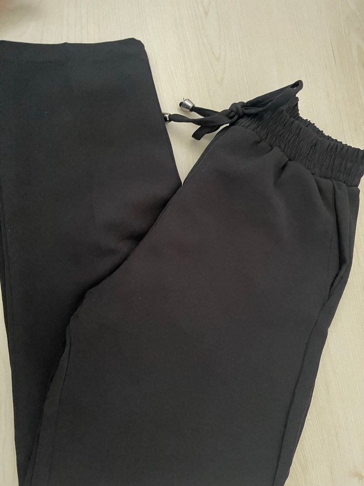 Siyah Midi Kadın Kumaş Pantolon - Görsel 2