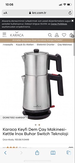 Karaca Karaca hiç kullanılmamış inox çay makinesi