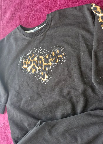 Leopar Desenli Pul İşlemeli Kadın Siyah Eşofman Takımı - Görsel 2