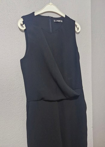 Siyah V Yakalı Drapeli Kadın Tulum - Görsel 2