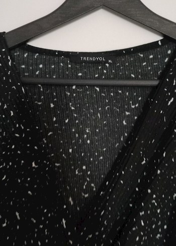 Siyah V Yaka Uzun Kollu Midi Elbise - Görsel 2