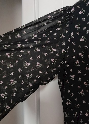 V Yaka Siyah Midi Uzun Kollu Elbise - Görsel 3