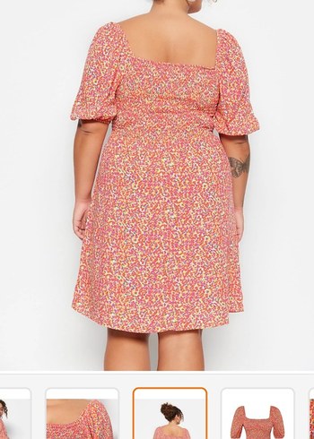 Drapeli Kırmızı Kadın Mini Bohem Elbise - Görsel 3