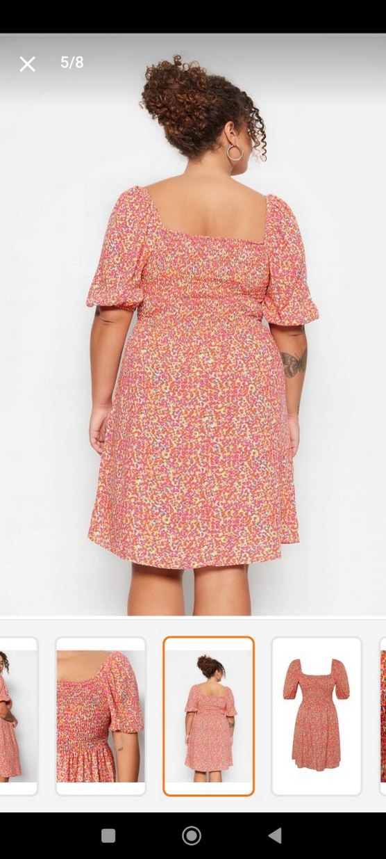 Drapeli Kırmızı Kadın Mini Bohem Elbise - Görsel 3