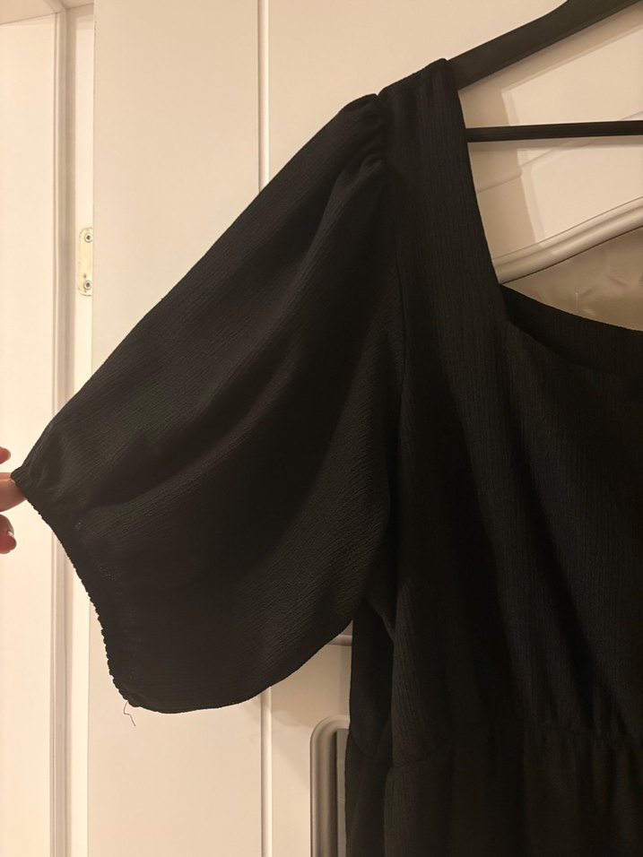 Siyah Kadın Uzun Keten Elbise - Görsel 2