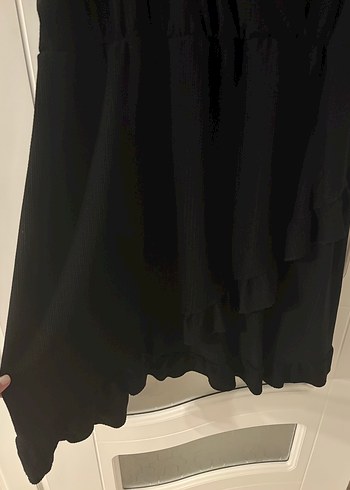 Siyah Midi V Yaka Salaş Kadın Elbise - Görsel 2