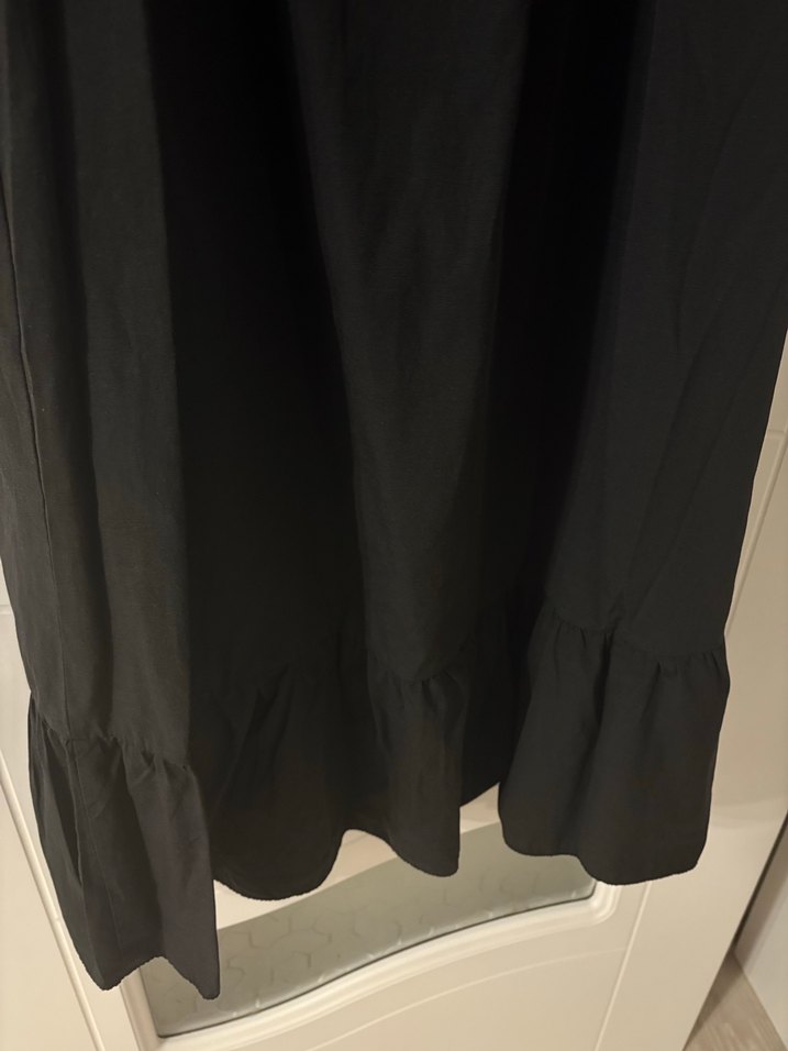 Siyah Uzun Keten Gotik Elbise - Görsel 3