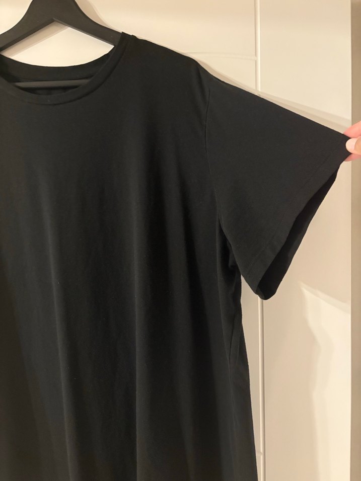 Siyah Keten Midi Boy Salaş Elbise - Görsel 2