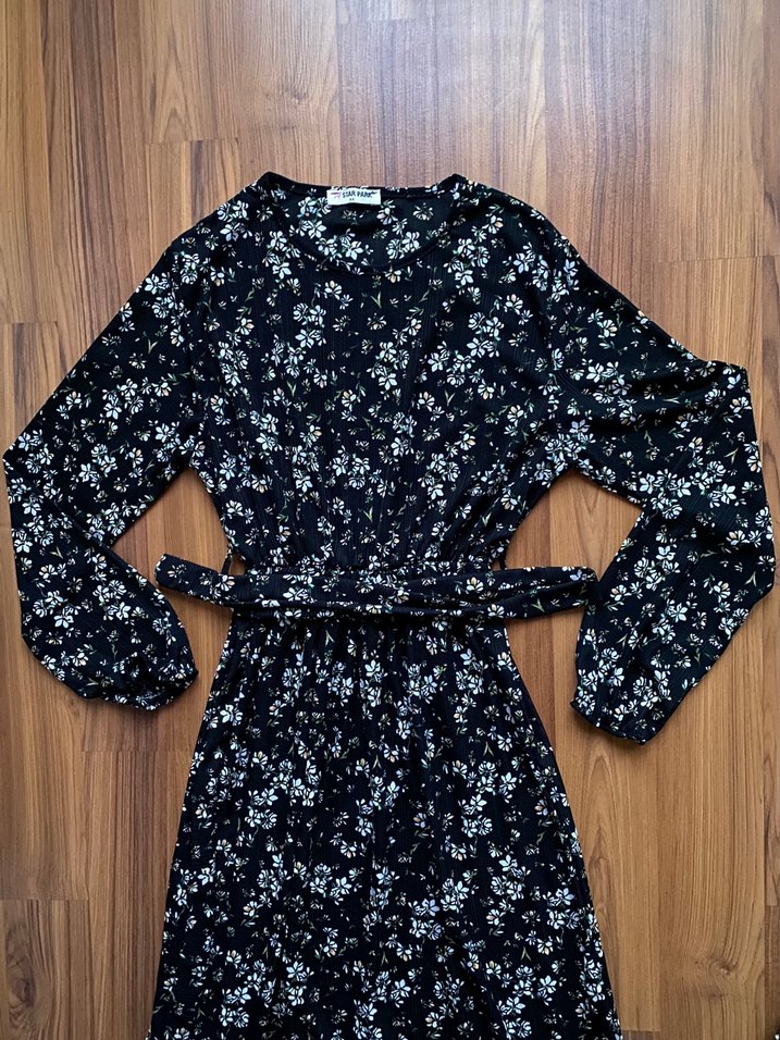 Çiçek Desenli Uzun Elbise - Görsel 3