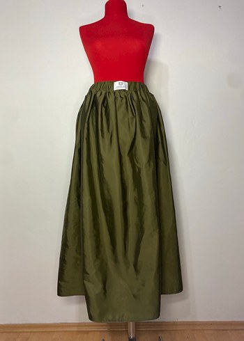 Kadın Haki Uzun Salaş Drapeli Etek - Görsel 2