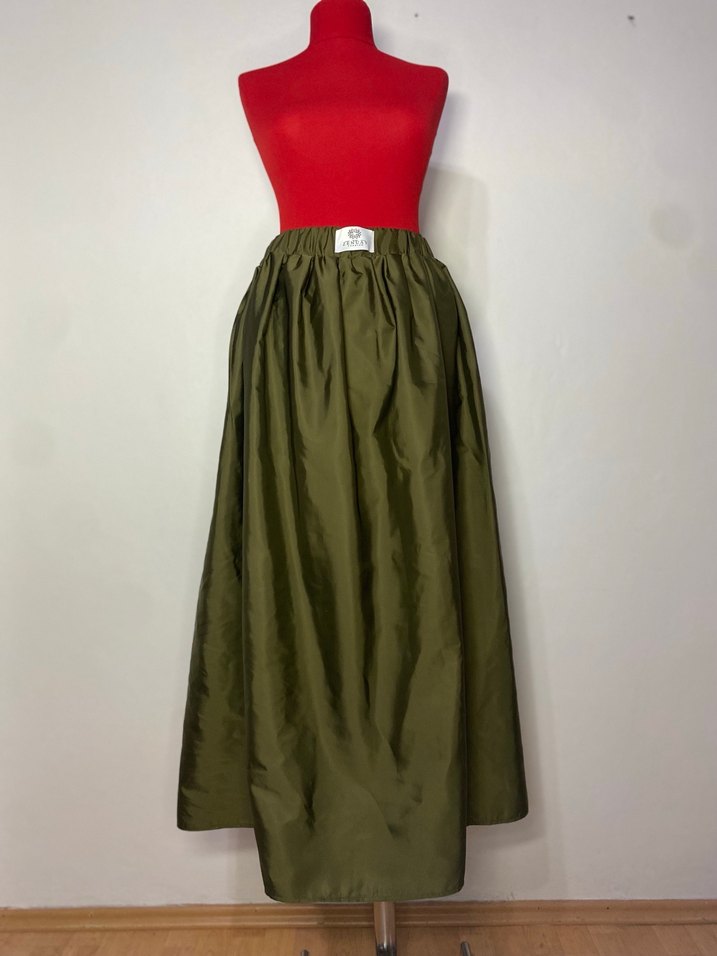 Kadın Haki Uzun Salaş Drapeli Etek - Görsel 2