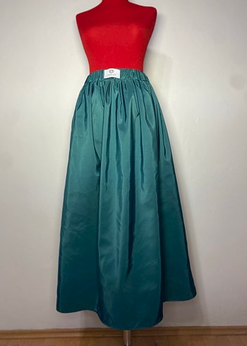 Parlak Petrol Mavi Uzun Kadın Etek - Görsel 4