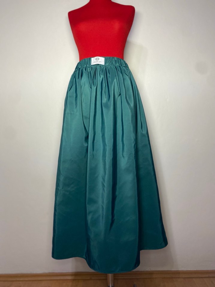 Parlak Petrol Mavi Uzun Kadın Etek - Görsel 4