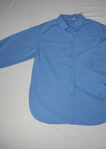 Mavi Pamuklu Kadın Gömlek S M beden - Görsel 6