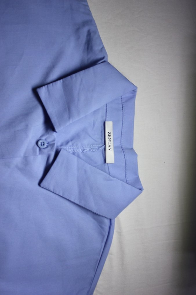 Mavi Pamuklu Kadın Gömlek S M beden - Görsel 5