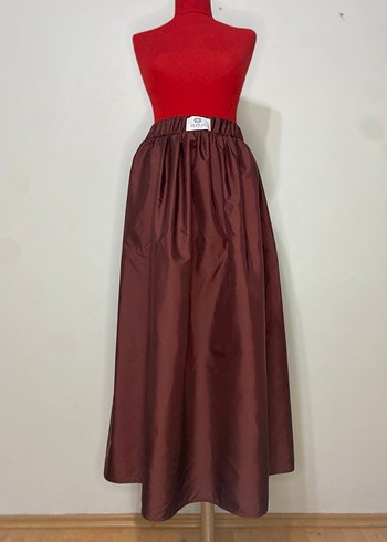 Bordo Uzun Salaş Saten Etek - Görsel 3