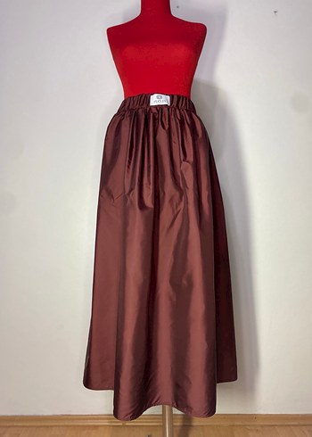 Bordo Uzun Salaş Saten Etek - Görsel 2