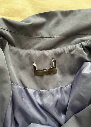 Mavi Büyük Beden Uzun Kesim Düğmeli Kadın Trençkot - Görsel 6