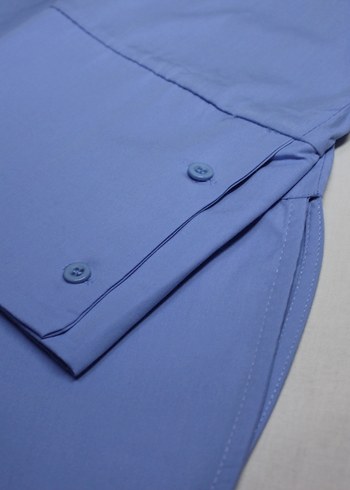 Mavi Düğmeli Uzun Kollu Kadın Gömlek - Görsel 3