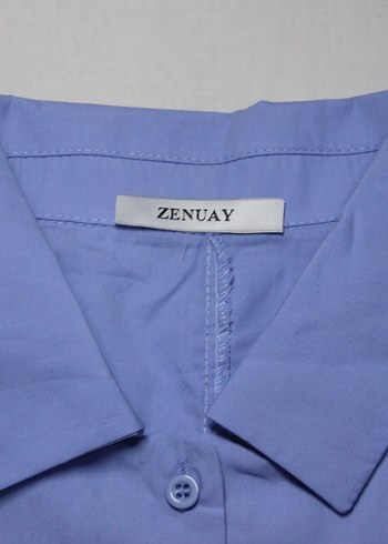 Mavi Düğmeli Uzun Kollu Kadın Gömlek - Görsel 5