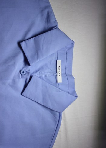 Mavi Düğmeli Uzun Kollu Kadın Gömlek - Görsel 4