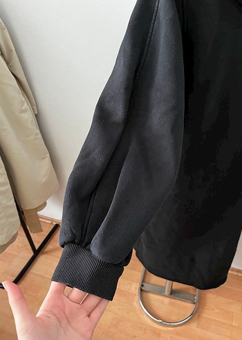 Siyah Uzun Kesim Salaş Sweatshirt - Görsel 3