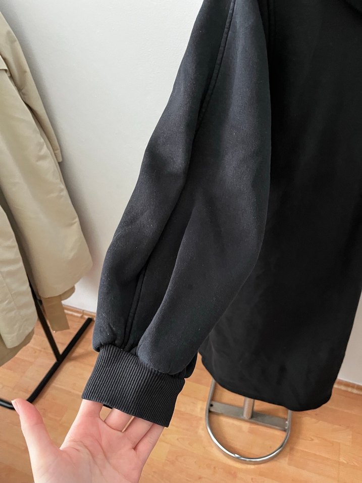 Siyah Uzun Kesim Salaş Sweatshirt - Görsel 3