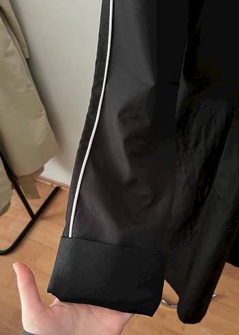 Uzun Siyah Kadın trençkot - Görsel 3