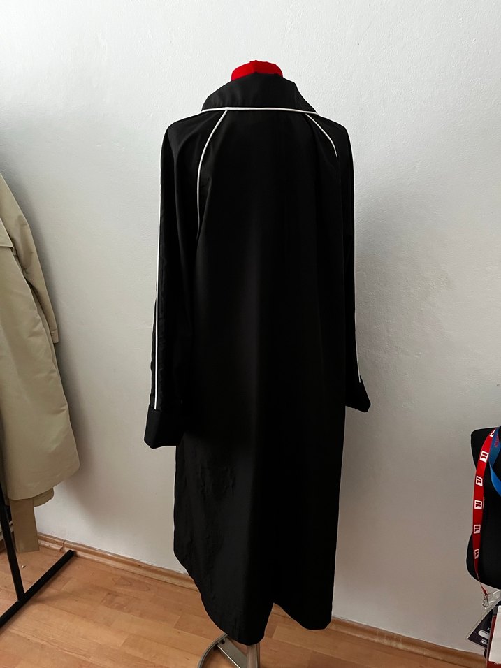 Uzun Siyah  Kadın trençkot - Görsel 5